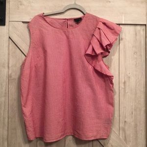 Red and White Seersucker Blouse